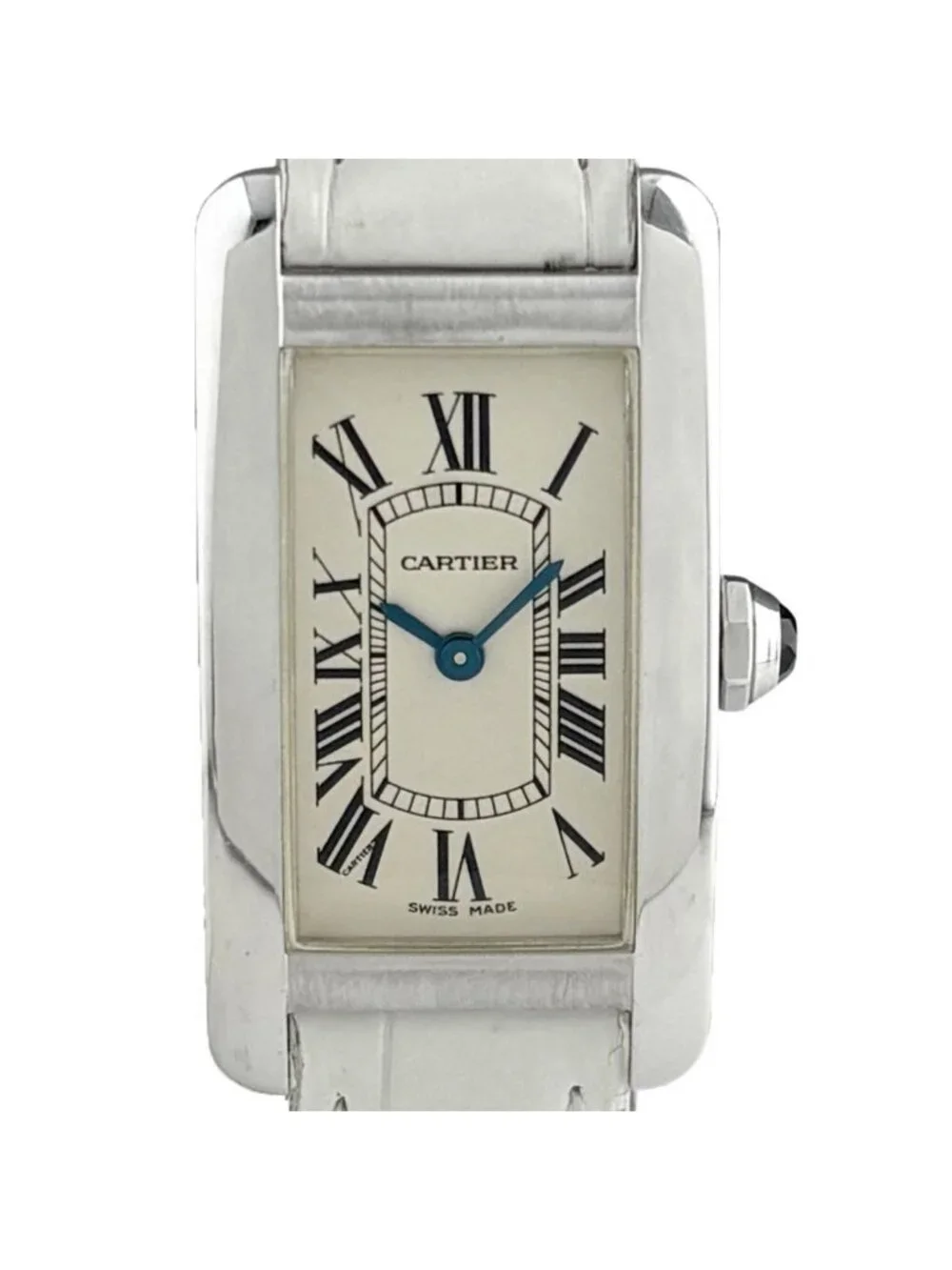 Cartier Tank American Watch WG Leather Quartz Ivory